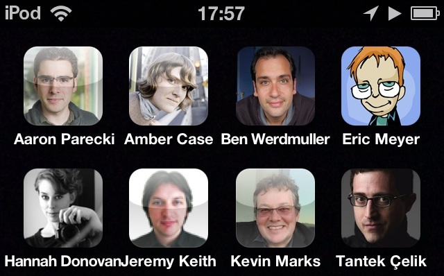 iPhone home screen with peoples avatars as icons