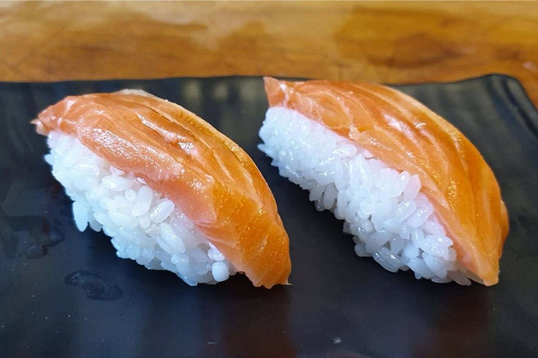 two salmon nigiri