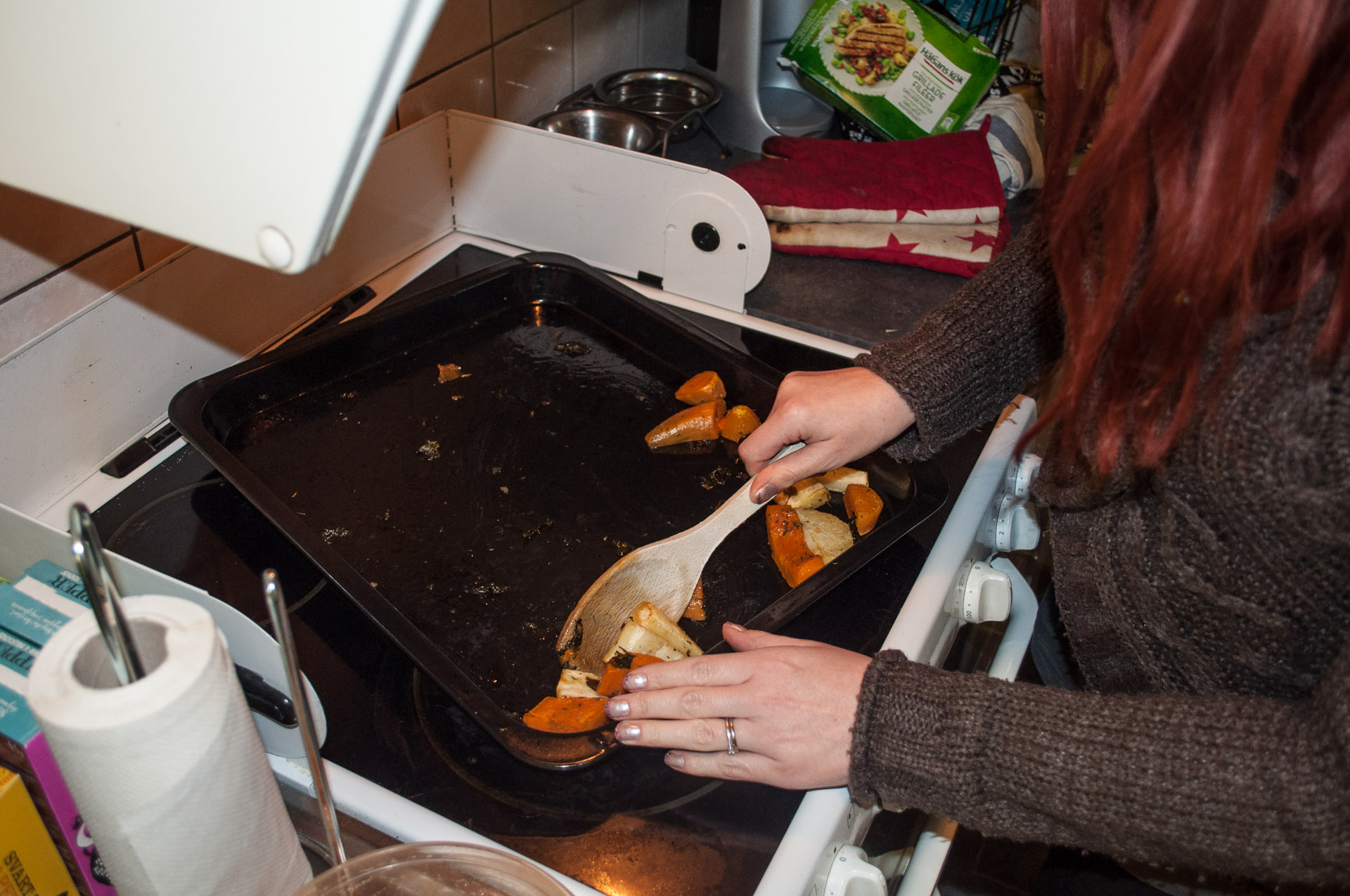 Baked sweet potatoes, parsnips and pumpkin