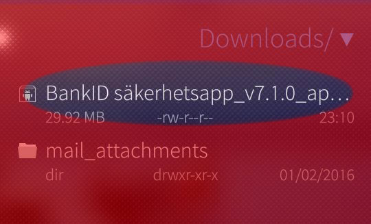BankID säkerhetsapp in File Browser