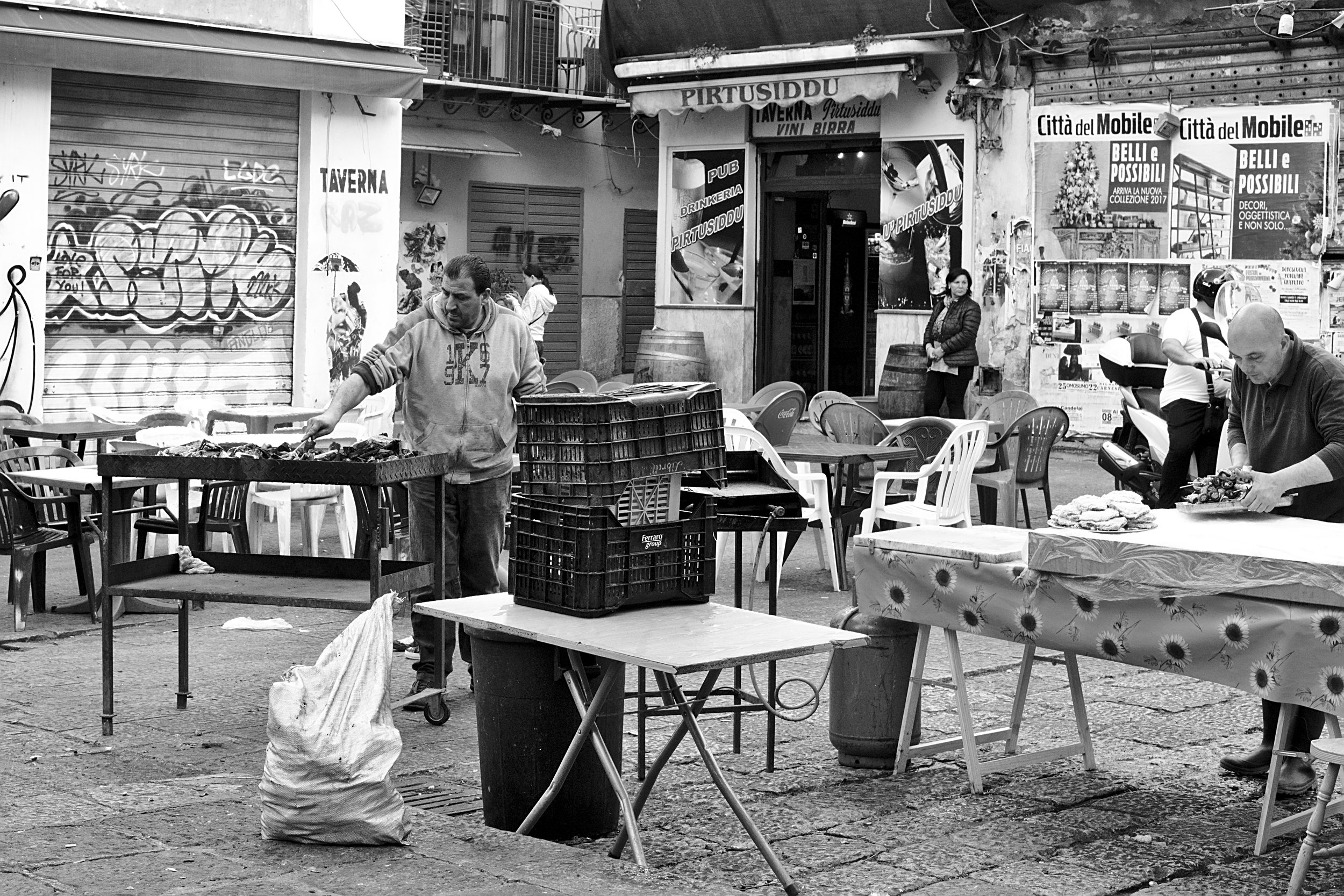 Preparations for nightly street food