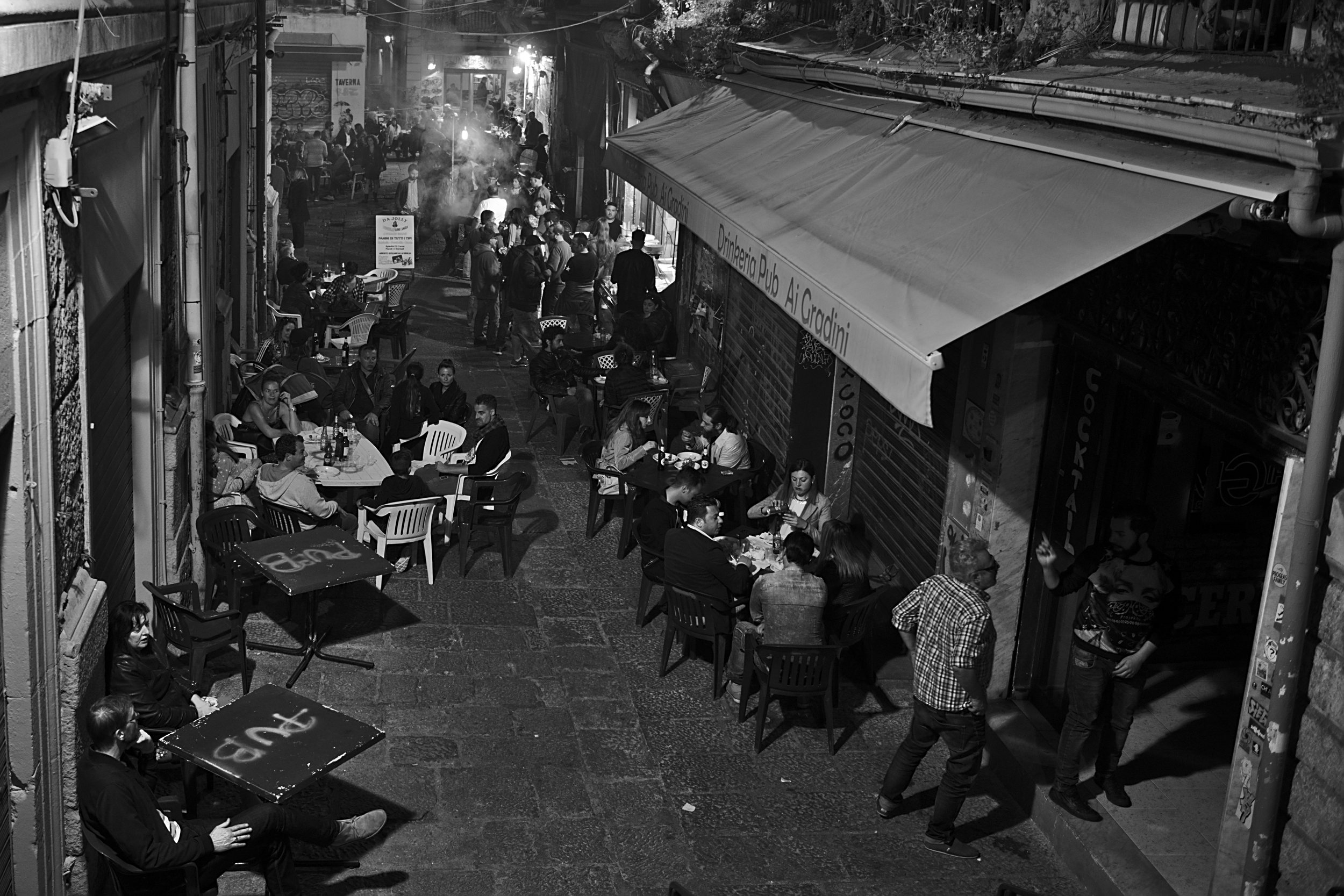 Vucciria market by night with lots of people